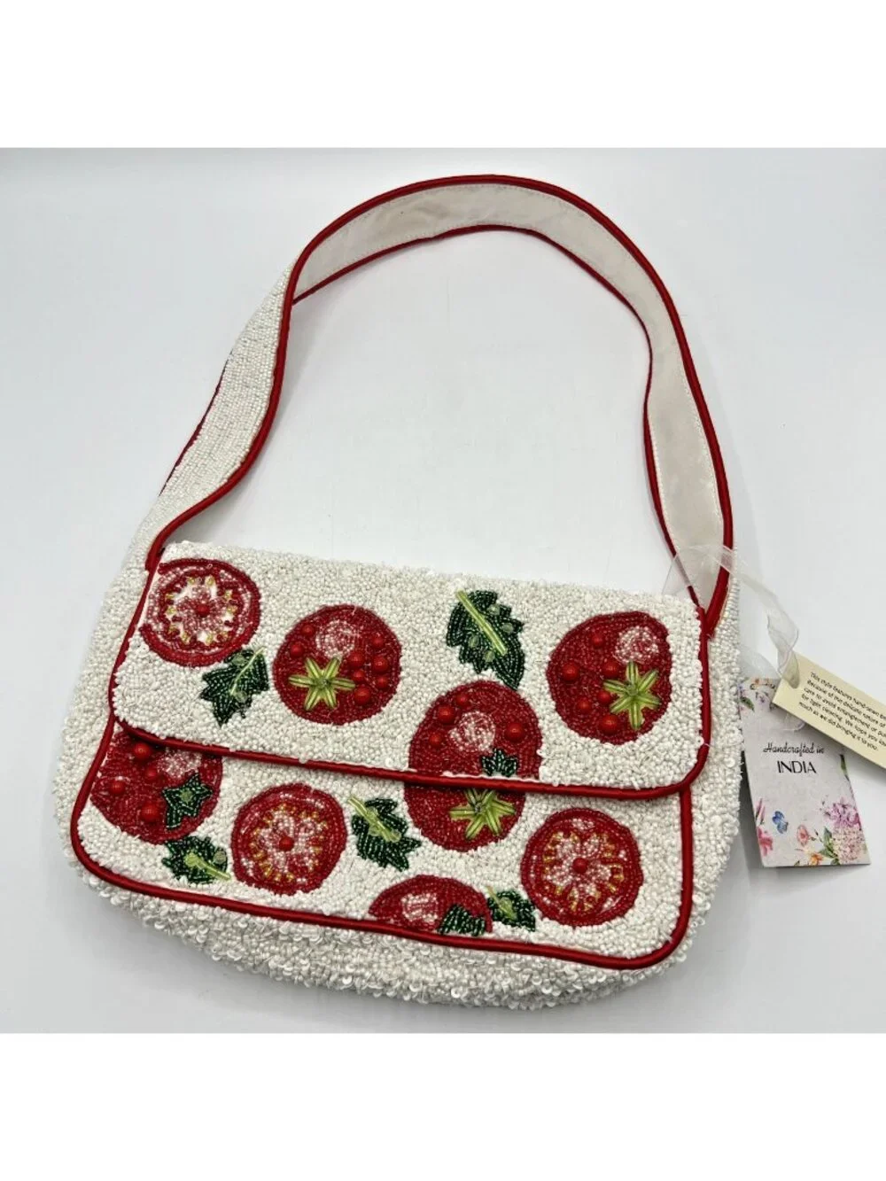 TJMaxx Beaded Shoulder Bag Viral Tomato Red White NWT TikTok Viral